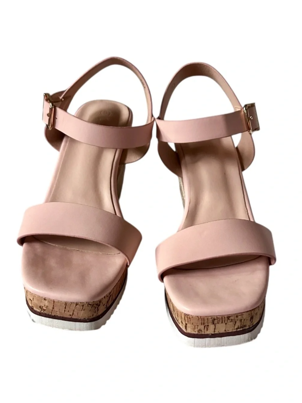 Women’s Blush Pink Wedge Sandals with Cork Platform